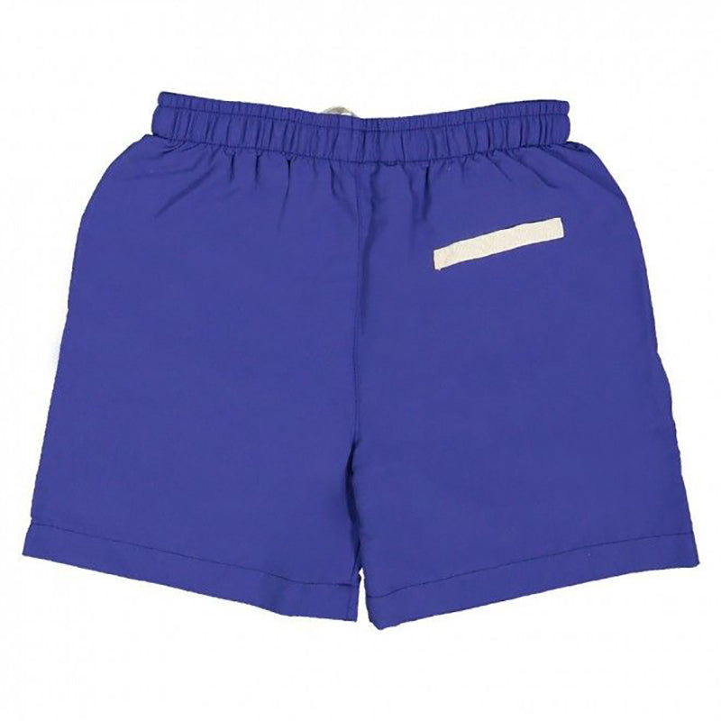 Boys swim shorts in bright navy colour with white elastic waistband