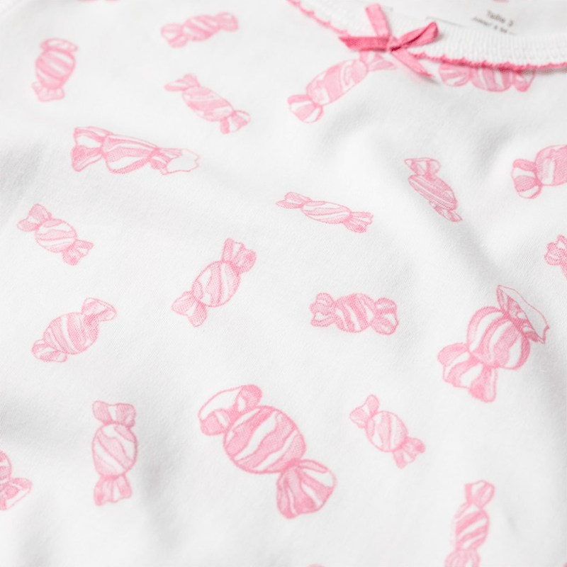 Sweet Candies in Pink Long Sleeve Pyjama Set in White